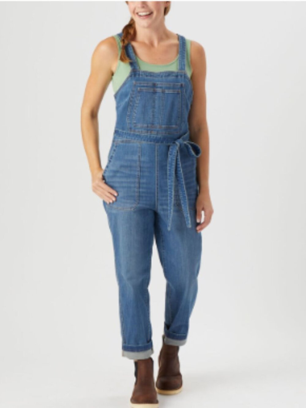 Women’s Denim Overall Jumpsuit Size 10 Tie Waist Bib Overalls - Picture 4 of 10